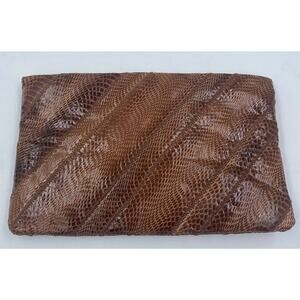 Vintage 1970'S Ronay Snakeskin And Leather Frame Clutch Purse NEW